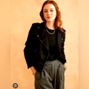 EUC Banana Republic Vegan Moto Jacket, size Large in black.